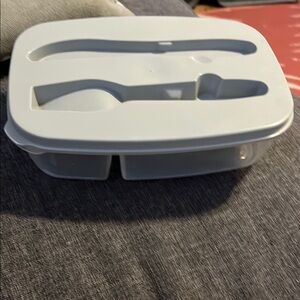 White Bento Lunch Box with Utensils